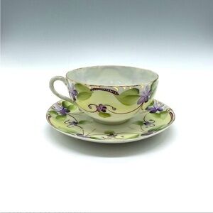 2pc Japanese Porcelain Teacup & Saucer‎ Set Floral decor
